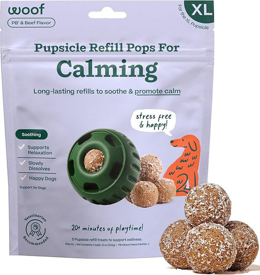 WOOF Pupsicle Refill Pops for Calming - Calming Dog Treats - Long-Lasting Refills for The Pupsicle Toy to Promote Calm - Magnesium for Dogs- XL Pops - 5 Count