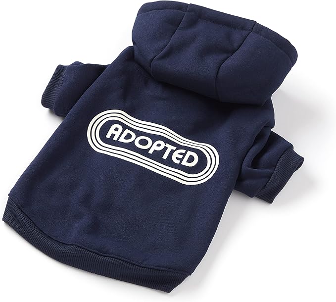 Adopted Dog Hoodie from Brass Monkey - X-Small (14" Chest), Includes 2 White Drawstrings and Velcro Fasteners, Cute Dog Accessories with Vintage Inspired Designs, Makes a Great Gift for Dog Lovers!