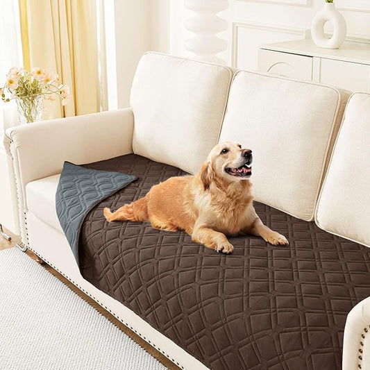 hyha Waterproof Dog Bed Blanket, Soft Pet Blankets, Waterproof Couch Cover for Dogs, Reversible Sofa Covers Washable for Furniture (30x70 Inch, Chocolate/Dark Grey)