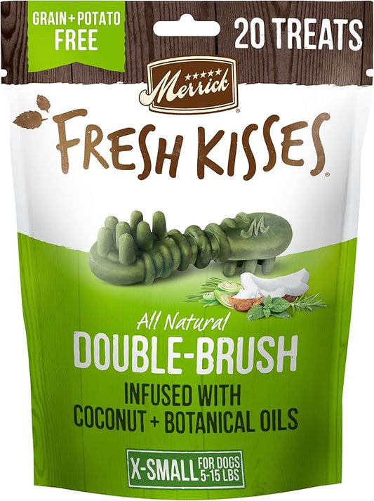 Merrick Fresh Kisses Natural Dental Chews Infused With Coconut And Botanical Oils For Tiny Dogs 5-15 Lbs - 20 ct. Bag