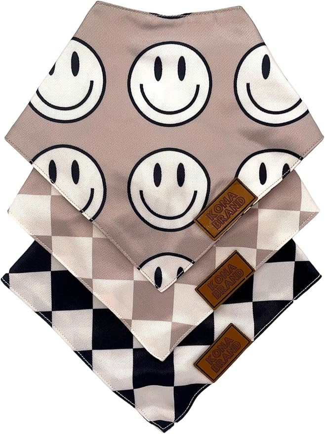 KonaBrandCo- Premium Handmade Dog Bandana | Dual Layered Silky Durable Polyester Fabric | Adjustable Fit Custom Shape- Won't Roll (Large, OLLIE)