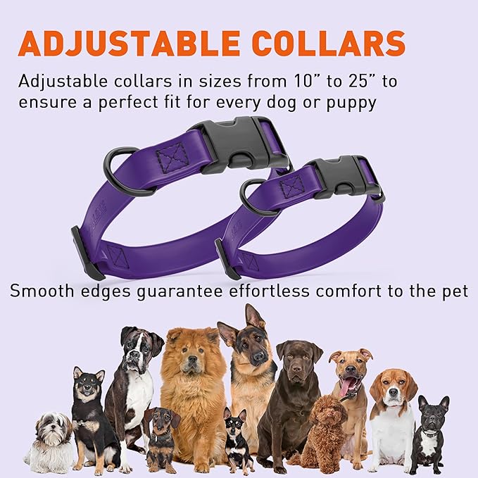 Dogline Biothane Waterproof Dog Collar with Quick Release Buckle Strong Coated Nylon Webbing with Odor- Proof for Easy Care Easy to Clean Fits Small Medium Large Dogs, Purple 1" W 15-23" L