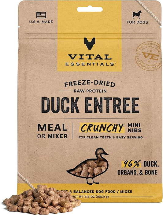 Vital Essentials® Freeze-Dried Raw Duck Entree & Mixer Dog Food Crunchy Mini Nibs, 5.5 oz