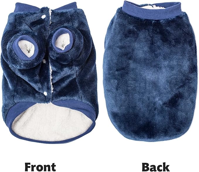 FabriCastle Dog Sweater, Small Dog Clothes for XS to XL Dogs Girl & Boy, Ultra Soft and Warm Cat Coat, Winter Pet Jacket, Doggy Apparel Costumes, Fleece Puppy Outfits Snap On (Blue, X-Large)