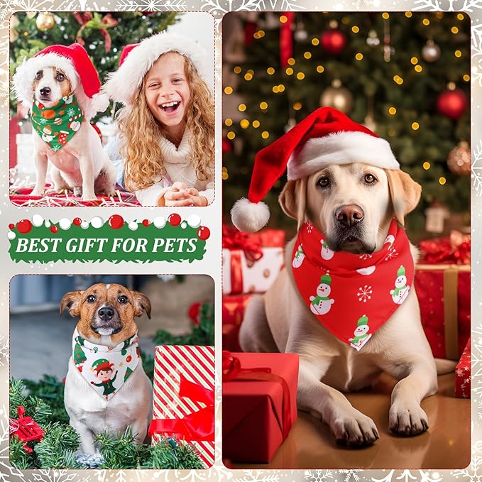 Abbylike 50 Pieces Christmas Dog Bandanas Bulk Xmas Bandanas for Dogs Dog Triangle Kerchief Bibs Scarf Set for Christmas Pet Costume Accessories Decoration (25.6 x 17.7 x 17.7)