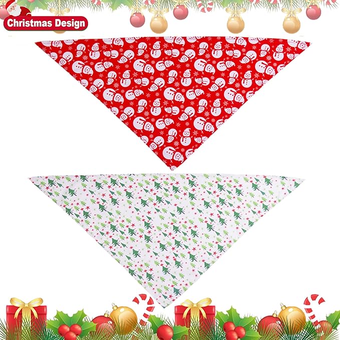 ADOGGYGO 4 Pack Dog Bandana Christmas Pet Scarf Triangle Bibs Kerchief Set Pet Christmas Costume Accessories Decoration for Medium Large Dogs (Large)