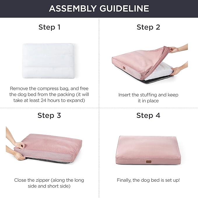 Bedsure Waterproof Dog Beds for Extra Large Dogs - 4 Inch Thicken Up to 100lbs XL Pet Mat Pillows with Removable Washable Cover, Pink