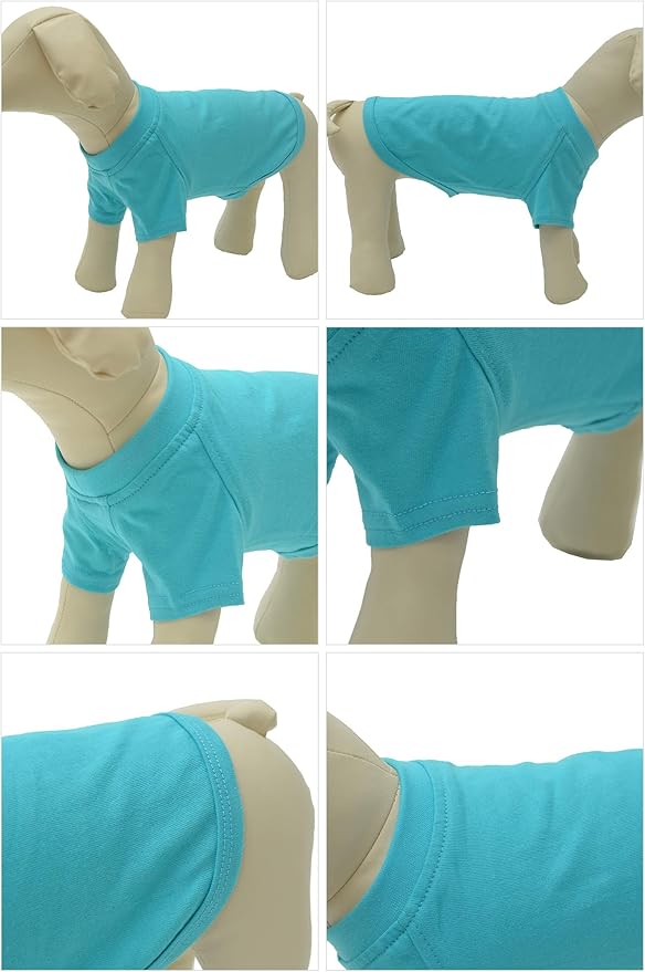 Lovelonglong Pet Clothing Dog Costumes Basic Blank T-Shirt Tee Shirts for Small Dogs Turquoise XS