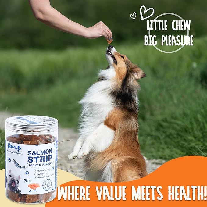 Salmon Fillet Dog Treats, Salmon Jerky with Fish Skin, Healthy High Protein Snacks, Natural Omega 3-6, Low in Fat with Taurine,12.5oz (Smoked Flavor)