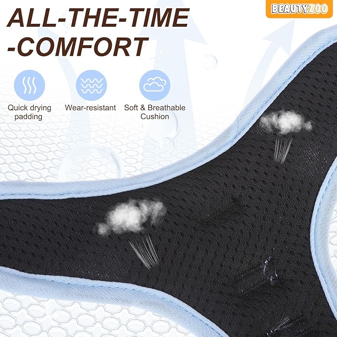 BEAUTYZOO No Pull Dog Harness Small, Adjustable Dog Harness and Leash Set -Easy Wearing with 3 Buckles/Control Handle,No Choke Soft Padded Reflective Pet Vest for Training Walking Hiking,Blue S