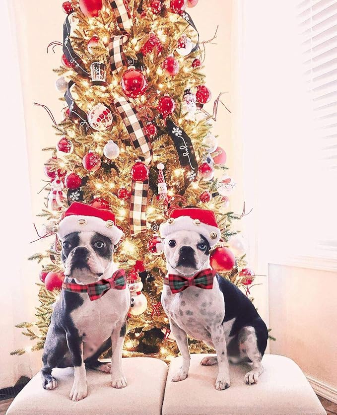 Elegant little tail Dog Collar with Bow, Cotton & Webbing, Bowtie Dog Collar, Adjustable Dog Collars for Small Medium Large Dogs and Cats