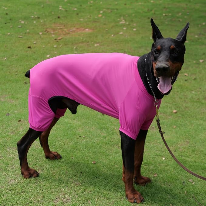 LoveLongLong Dog Jumpsuit with UV Protection and Quick-Dry Fabric for Spring Summer Pet Pajamas Purplish red S