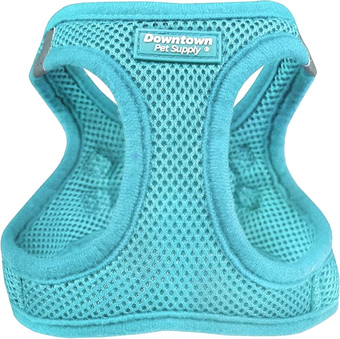 Downtown Pet Supply Step in Dog Harness for Small Dogs No Pull, Medium, Light Blue - Adjustable Harness with Padded Mesh Fabric and Reflective Trim - Buckle Strap Harness for Dogs