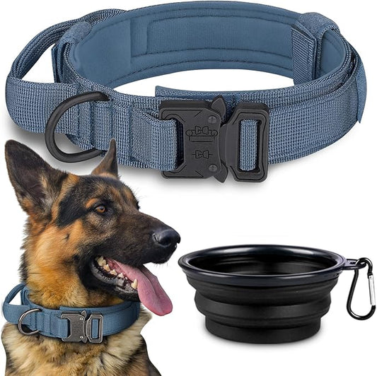 COOYOO 3-Piece Tactical Dog Collar Set - Adjustable Military Nylon with Control Handle and Heavy Metal Buckle for Medium & Large Dogs
