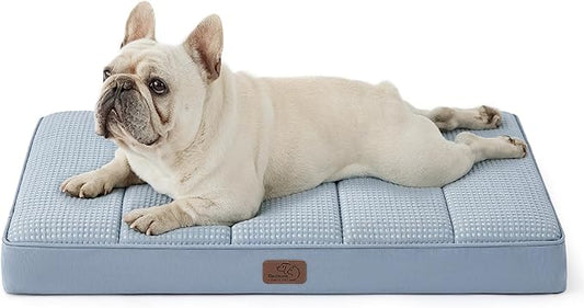 Bedsure Cooling Dog Bed for Small Dogs - Orthopedic Waterproof Puppy Beds with Removable Washable Cover, Egg Crate Foam Pet Mat, Suitable for Pet Up to 20 lbs