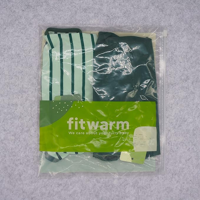 Fitwarm 2-Pack 100% Cotton Striped Dog Shirt for Pet Clothes Puppy T-Shirts Cat Tee Breathable Strechy Dark Green XL