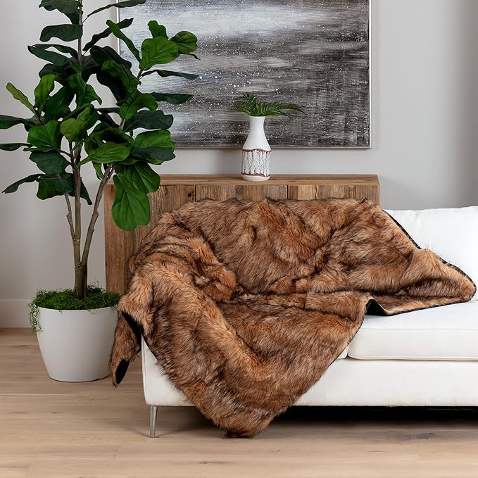 Waterproof Faux Fur Dog Blanket - Waterproof Dog Blanket for Bed, Couch or Dog Crate - Tan [50"x60"]
