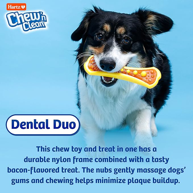 Hartz Chew 'n Clean Dental Duo Dog Treat & Chew Toy, Color Varies, Large, 3 Pack