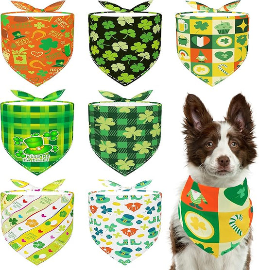 St.Patrick's Day Dog Bandanas for Large Dog Breed 7 Pcs XXL Dogs Bandanas 33 Inch Adjustable Scarves Grooming L