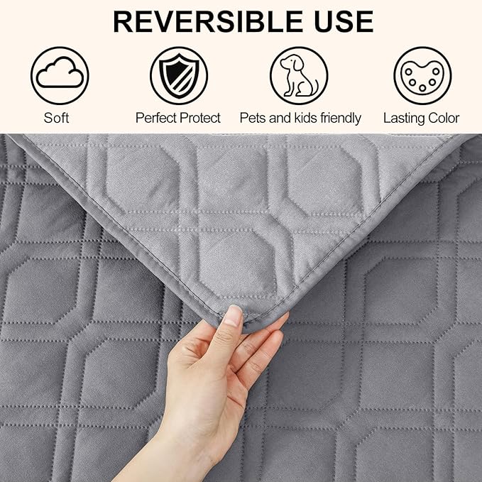 Smiry Waterproof Dog Blanket, 40x50 Inch Soft Pet Bed Cover Reversible, Washable Sofa Couch Furniture Protector for Small Medium Large Dog Puppy Cat, Grey/Light Grey