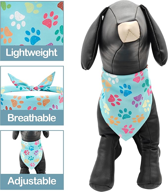 10PCS Big Dog Bandanas Large Breed Paw Print for Extra Large XL XXL Triangle Bibs Head Scarves for Boys Girls Grooming Accessories Costume