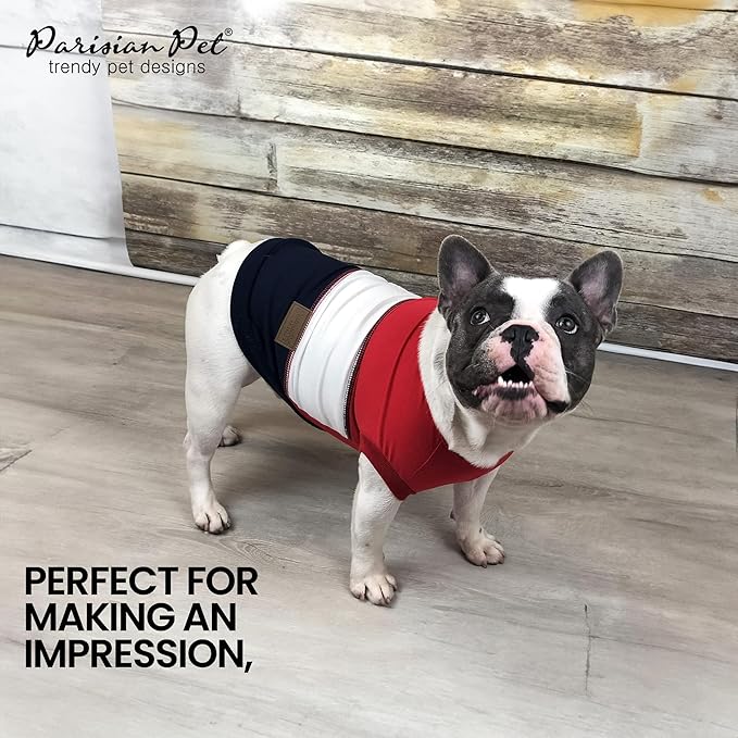 Parisian Pet Dog Tshirt - Embroidered “ Worlds Champion“ Dog Shirt - Lightweight Dog Tank Top - Sleeveless Color Block Dog Tee Shirts - Machine Washable Dog Shirt for Large Dogs - L