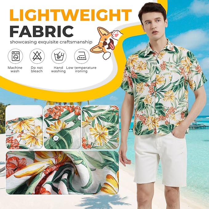 Dog Shirt Hawaiian Dog and Cat Summer T-Shirts Dog Style Floral Breathable Cool Clothes Hawaiian Shirts for Dogs and Cats Owner and Pet Shirts are Sold Separately