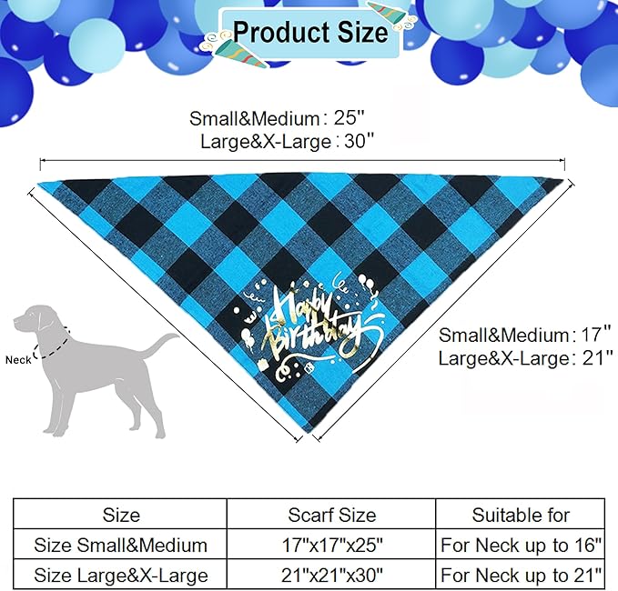 ADOGGYGO Dog Birthday Boy Bandana, Puppy 1st Birthday Party Supplies, Pet Party Hat Scarf Bowtie Banner Set for Small Medium Dogs (Small&Medium)