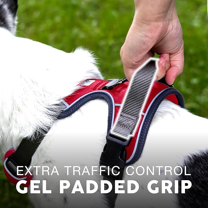 Embark Adventure Dog Harness, Reflective Trim No Pull Dog Harness for Large Dogs - Military Grade Nylon, Front Clip with Gel Lined Handle.