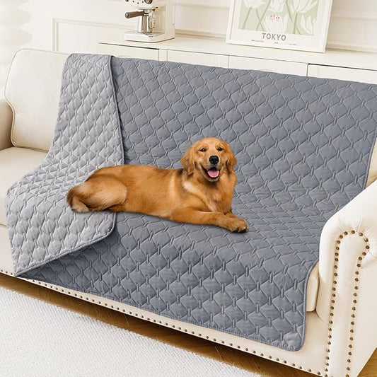 Smiry Waterproof Dog Bed Cover Blanket, Soft Reversible Pet Blanket, Washable Leakproof Cats Dogs Couch Cover for Sofa, Couch, Furniture (68x82 Inch, Grey/Light Grey)
