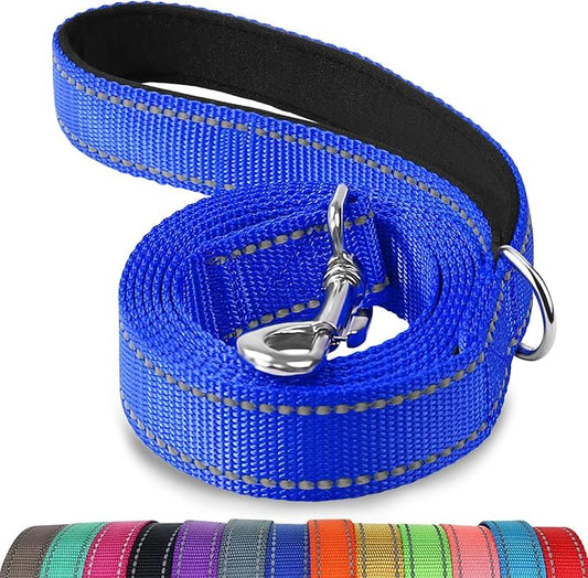 Joytale Double-Sided Reflective Dog Leash, 6 FT/5 FT/4 FT, Padded Handle Nylon Heavy Duty Leashes for Medium & Large Dogs Walking, Navy Blue, 6FT