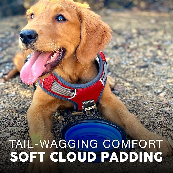 Embark Adventure Dog Harness, Reflective Trim No Pull Dog Harness for Large Dogs - Military Grade Nylon, Front Clip with Gel Lined Handle.