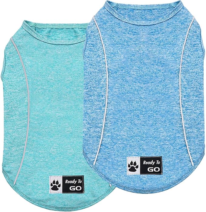 KYEESE 2Pack Dog Shirts Pet T Shirt with Reflective Stripe Quick for Athletic Tank Top Breathable Sleeveless Dog Vest Lightweight Soft Pet Clothes, Large