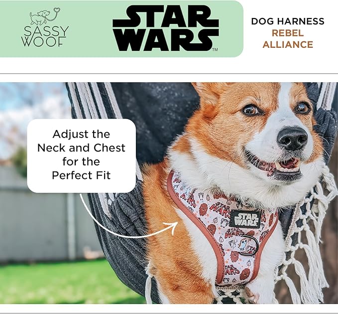 Dog Adjustable Harness - Star Wars™ The Rebel Alliance - XL, Breathable Mesh, No Pull Design with Two D-Rings, Patented Design, Perfect for Small Dogs and Puppies