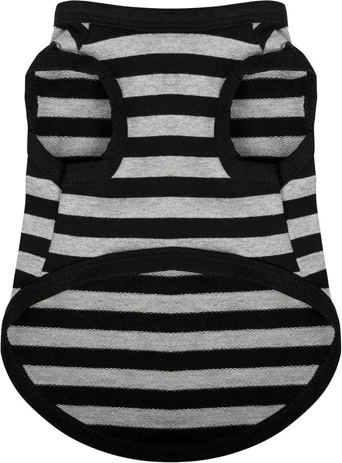 Paiaite Dog Striped Shirt Happy Color Cotton Sleeveless Puppy Dog Shirts Breathable Pet Apparel Tank Top Colorful Puppy Sweatshirt Dog Clothes for Small Medium Dogs Grey XL