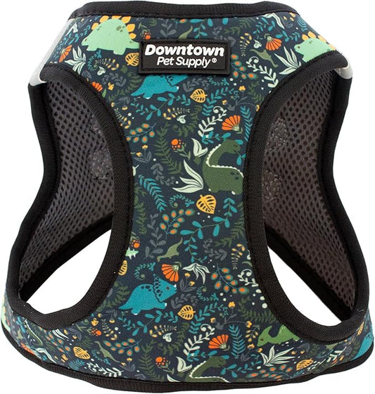 Downtown Pet Supply Step in Dog Harness for Small Dogs No Pull, X-Small, Dinosaur - Adjustable Harness with Padded Mesh Fabric and Reflective Trim - Buckle Strap Harness for Dogs