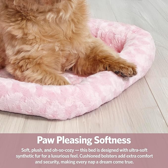 MidWest Homes for Pets Bolster Dog Bed 18L-Inch Pink Dog Bed or Cat Bed w/Comfortable Bolster | Ideal for Toy Dog Breeds & Fits an 18-Inch Dog Crate | Easy Maintenance Machine Wash & Dry