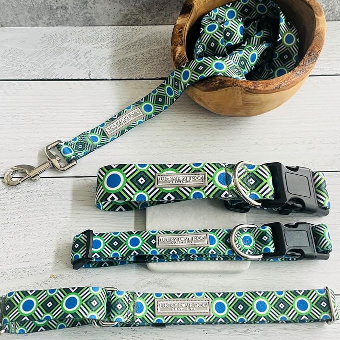 Lucky Love Dog - Easy Click Buckle Dog Collar with Leash Set Combo, Durable & Comfortable for Male & Female Dogs, Pet Collar for Small to Large Dogs, Secure Fit - Leo Combo, Small