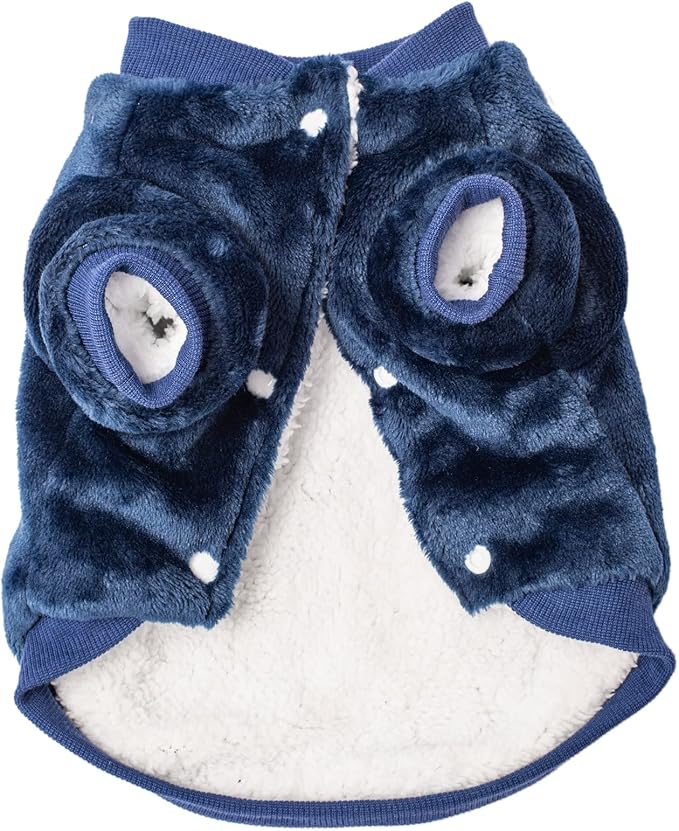 FabriCastle Dog Sweater, Small Dog Clothes for XS to XL Dogs Girl & Boy, Ultra Soft and Warm Cat Coat, Winter Pet Jacket, Doggy Apparel Costumes, Fleece Puppy Outfits Snap On (Blue, X-Large)