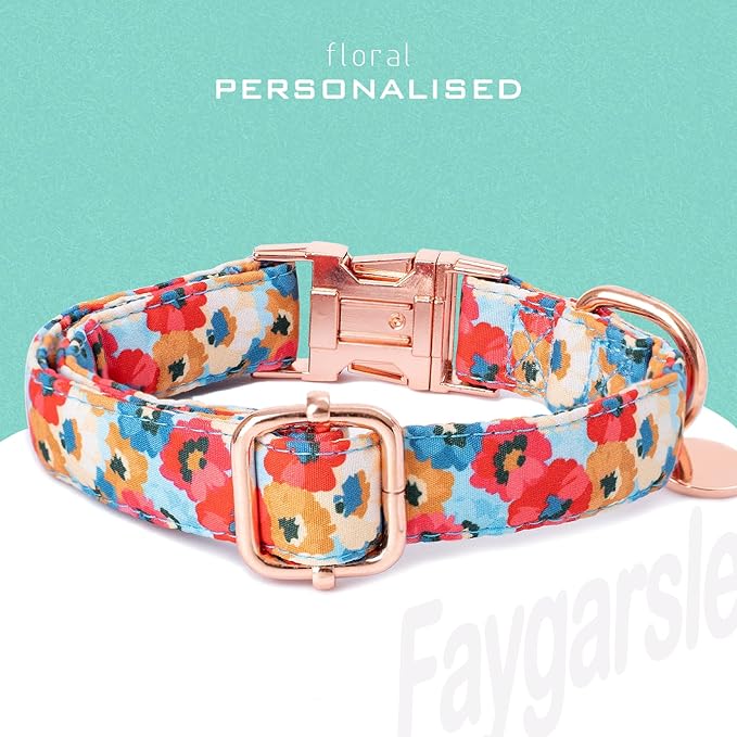 Faygarsle Colorful Pattern Dog Collar for Small Medium Large Dogs Cute Puppy Collars for Female Dogs Floral Dog Collars for Summer Spring Wedding Necklace Girl Dog Collar XS