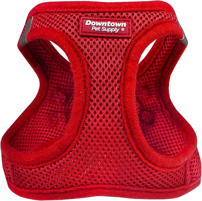 Downtown Pet Supply Step in Dog Harness for Small Dogs No Pull, Large, Red - Adjustable Harness with Padded Mesh Fabric and Reflective Trim - Buckle Strap Harness for Dogs