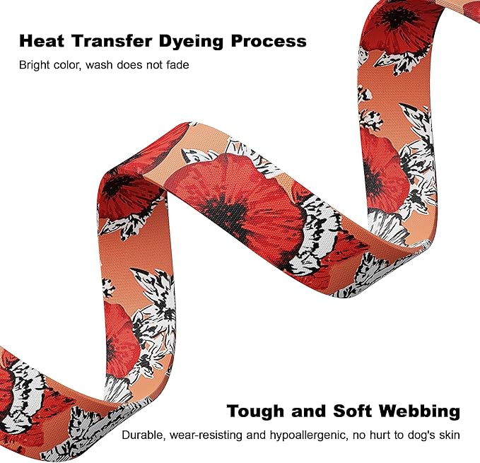 Tpotato Reflective Combination Pattern Girl Dog Collar for Puppy Small Medium Large Breed Dogs,Female Cute Floral Designer Dog Collars,Adjustable Soft Nylon Pet Collar,Quick Release Dog Collar S