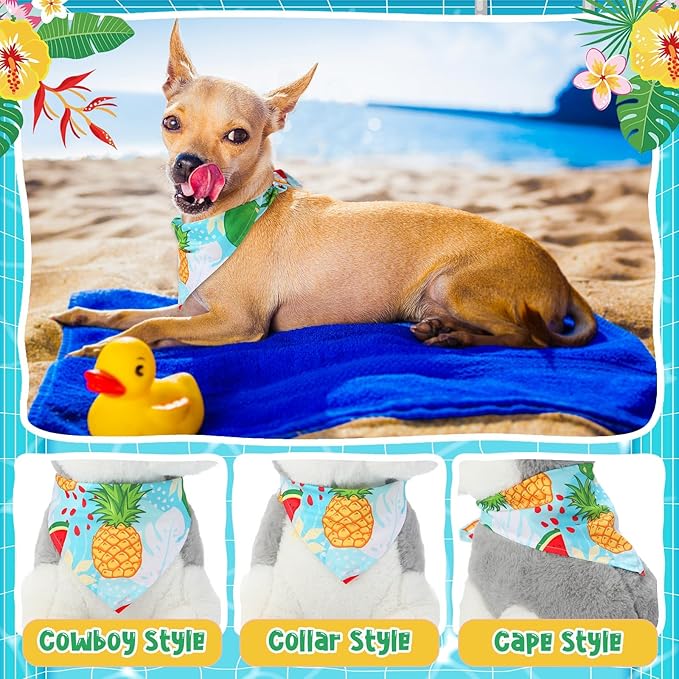 72 Pcs Dog Bandanas Bulk for Summer Adjustable Washable Pet Triangle Scarf Soft Kerchief Bib for Summer Holiday Pet Costume Accessories(Fruit)