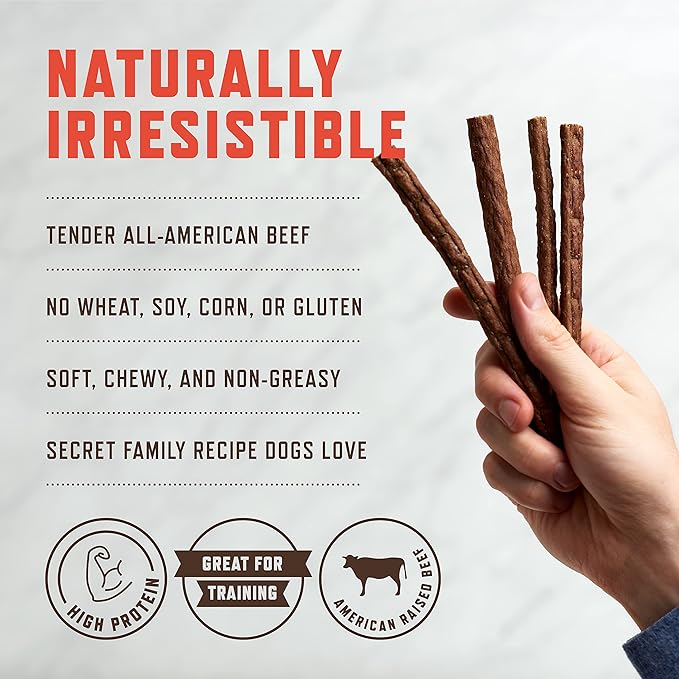 Rocco & Roxie Soft Dog Treats - Beef Jerky Sticks for Senior Dogs & Puppies - Best Training Treats for Small, Medium & Large Breeds - 1lb