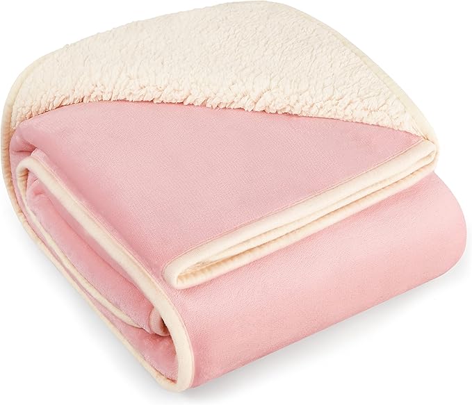Bedsure Cat Blanket for Indoor Cats - Waterproof Calming Cat Blankets for Couch Protection, Sherpa Fleece Pet Blanket, Soft Plush Reversible Throw Furniture Protector, 50"x40", Pink