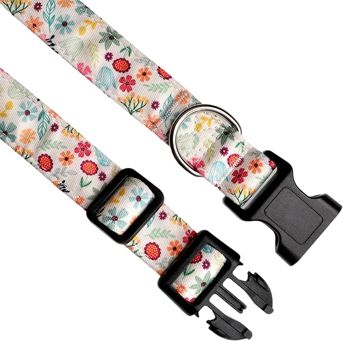 Dog Collar, Adjustable Dog Collar for Small Medium Large Dogs, Cute Puppy Collar for Boy and Girl Dogs, Cute Design for Boys Girls Male Female Dog Pet Collar(Floral A,XS)