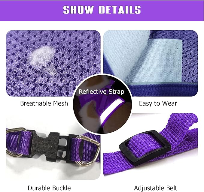 FEimaX Dog Harness and Leash Set for Walking, Soft Mesh Adjustable Easy Control Lightweight Cat Vest Harnesses with Reflective Strips, Escape Proof Small Dogs Cats Vests