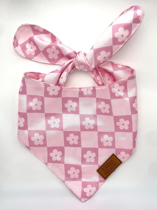 KonaBrandCo- Premium Handmade Dog Bandana | Dual Layered Silky Durable Polyester Fabric | Adjustable Fit Custom Shape- Won't Roll (Medium, BELLA)