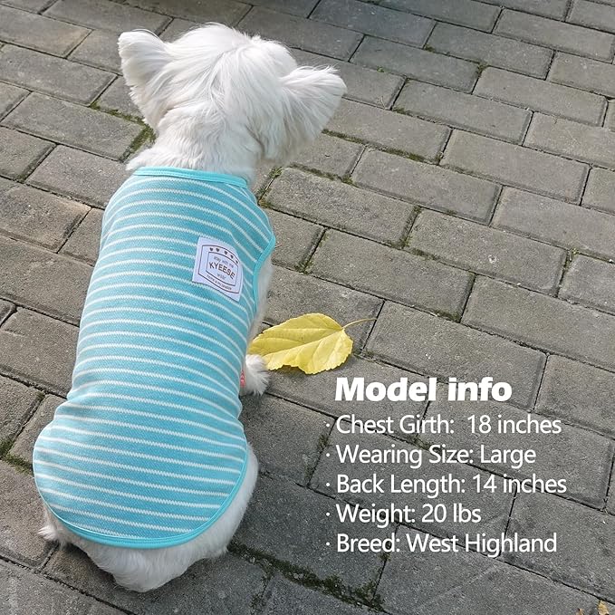 KYEESE 2Pack Dog Shirts Striped for Small Dogs Soft Stretchy Dog T-Shirts Lightweight Tank Top Sleeveless Vest Breathable Cat Outfit, Small, Rose Red+Blue