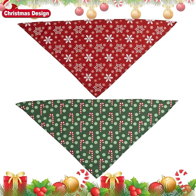 ADOGGYGO 4 Pack Dog Bandana Christmas Scarf Bibs Kerchief Set Pet Christmas Costume Xmas Holiday Bandanas for Large X-Large Dogs Pets (X-Large)